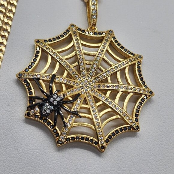 Last one  Brand New Brazilian 18k Gold Filled Necklace & SpiderWeb Brass pendent - Picture 3 of 4